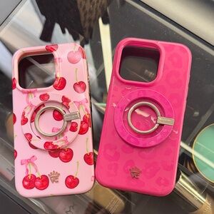 Velvet Caviar Cherry and Leopard Pink Phone Cases iPhone 15 pro